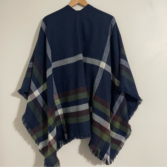 Bp. Women's Cozy Blanket Wrap Shawl Cape Open Front Poncho Tartan - Picture 6 of 9
